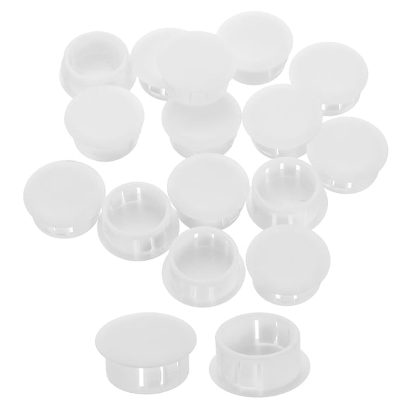 20Pcs Plastic Hole Plugs, 22mm(7/8") Flush Type Panel Plugs, Round Snap Knockout Locking Plugs for Furniture Insert End Caps Panels, White