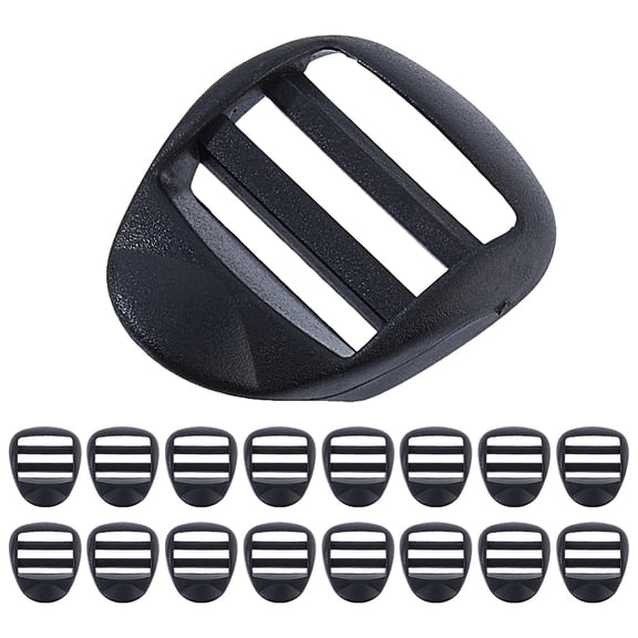 20Pcs Plastic Ladder Lock Slider Buckles Adjustable Webbing Strap Side Release Buckles for Backpack Strap Accessories Black 44x34.5x10.5mm