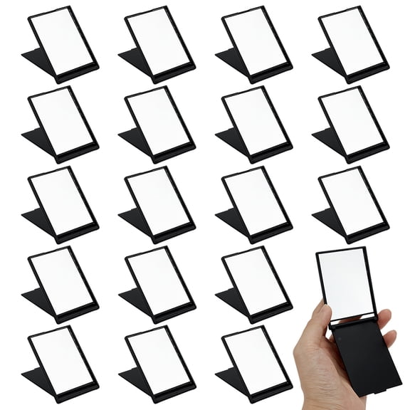 20Pcs Plastic Mirror Rectangle with Glass Mirror Surface Black 7.4x5.2x0.5cm for making