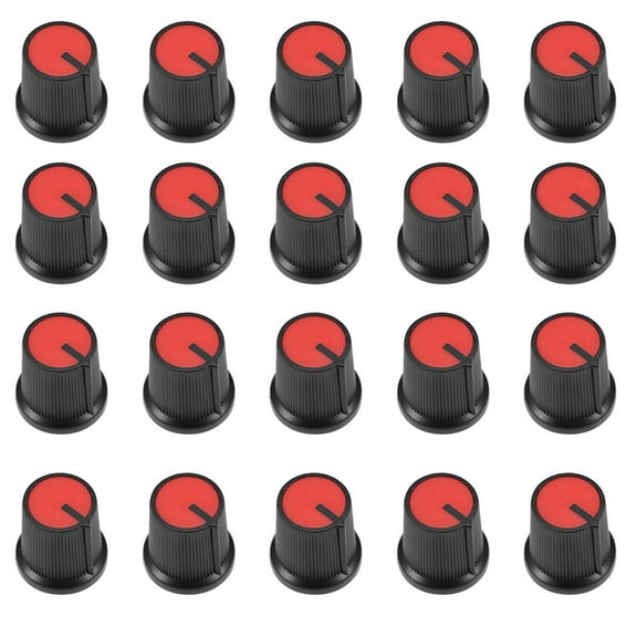 20Pcs Plastic Potentiometer Volume Control Rotary Knob Knurled Shaft Red