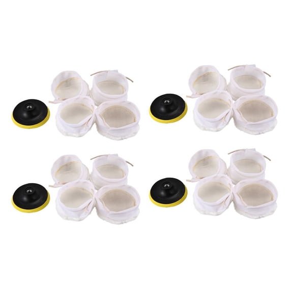 20Pcs Polisher/Buffer Kit Soft Wool Bonnet Pad White:4 Inch