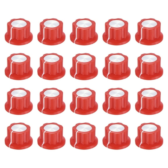 20Pcs Potentiometer Knob Fit 1/4" Shaft Pots, Set Screw Brass Insert, Red Volume Controller Rotary Knobs