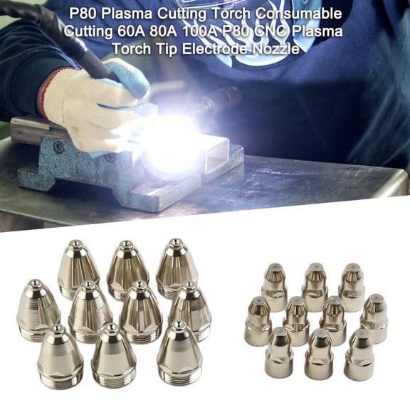20Pcs Premium P80 Plasma Cutting Torch Consumables Cutting 40A 60A 80A 100A P80 Cnc Plasma Cutting Torch Tip Electrode Nozzles 1.70 Mm Smile Home