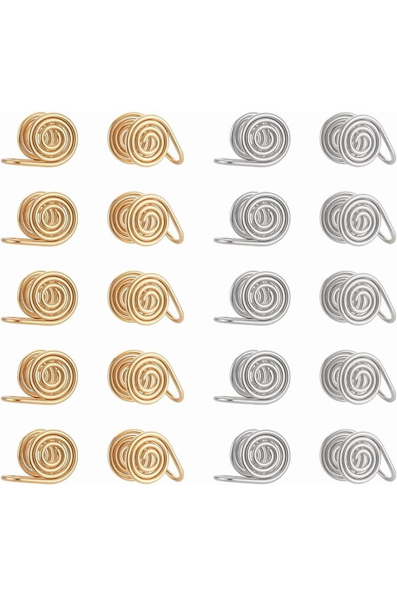 20Pcs Pressure Earrings for Keloids Stainless Steel Punk Clip On Spiral Compression Earring Lightweight No Piercing Earring Birthday Gift for Woman Metal Mixed Color