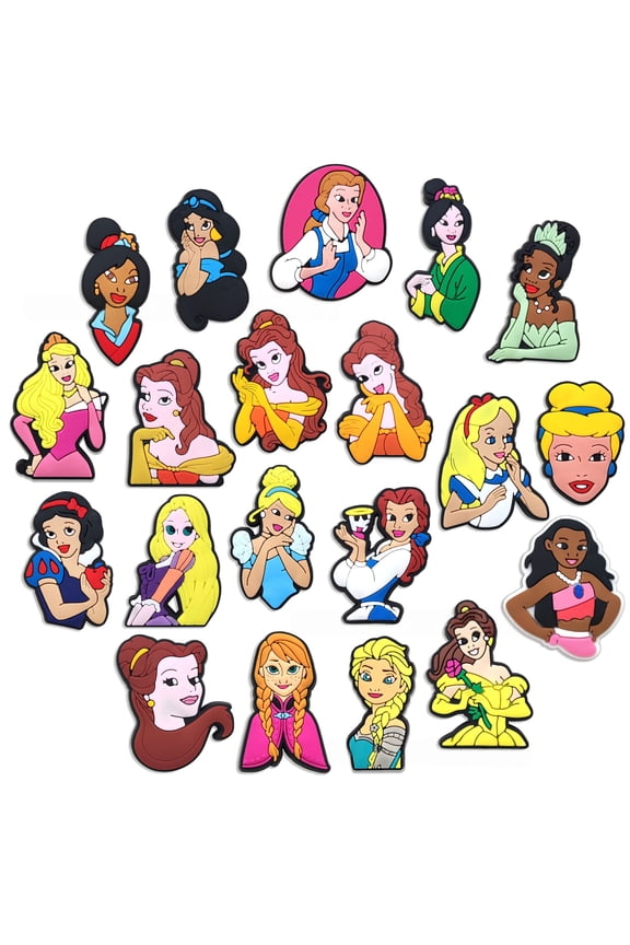 20Pcs Princess Shoe Decoration Charms for Croc Clog Sandals Shoe Accessories Charms for Adults