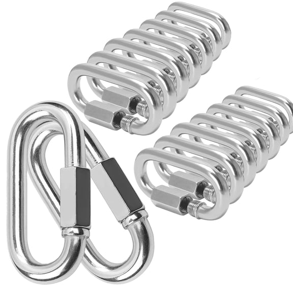 20Pcs Quick Links 5/16 Chain Links Connector, 1200lbs Capacity Heavy Duty Carabiner Clips, Galvanized Thread Quick Link Hardware for Safety Chain Swing Gym Hammock, Screw Lock Oval Locking Carabiner