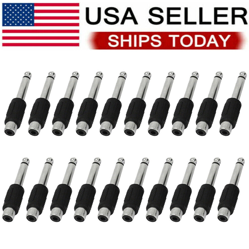 Adattatore Da Spina Jack Mono 6,3 Mm A Presa Femmina Rca Placcato Oro