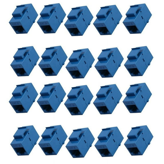 20Pcs RJ45 Connector Jack Cat6 Extension Coupler Ethernet Network LAN 6 Coupler Jacks Extend Adapter,Blue