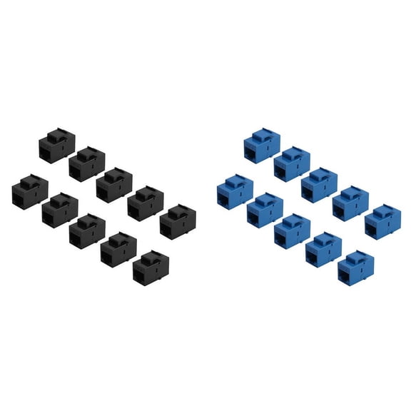 20Pcs RJ45 Jack Cat6 Extension Coupler Ethernet Network LAN Cat 6 Coupler Jacks Extend Adapter,Blue & Black