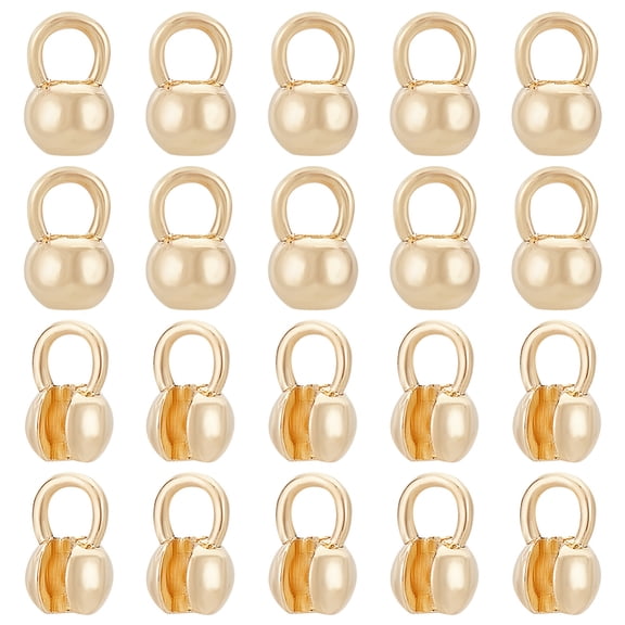 20Pcs Real 14K Gold Plated Crimp Ends Round Brass Bead Tips Calotte Ends Clamshell Knot Cover Jewelry Making Findings Crafts