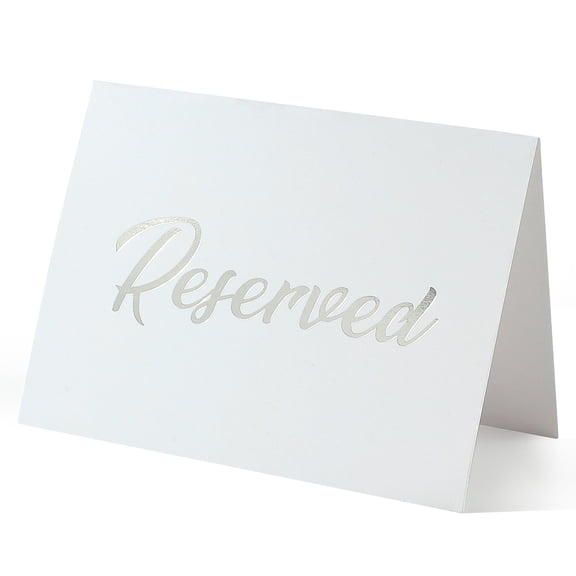20Pcs Reserved Sign Paper Silver Table Signs Bulk 3.94" x 5.91" Rectangle Double Sided Restaurant Dinner Seating Reception Reserving SignDIY