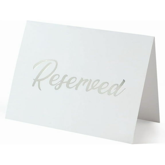 20Pcs Reserved Sign Paper Silver Table Signs Bulk 3.94" x 5.91" Rectangle Double Sided Restaurant Dinner Seating Reception Reserving Sign