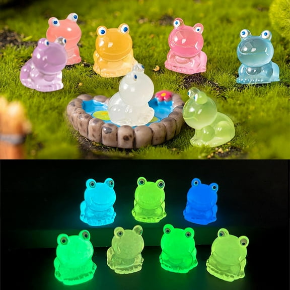20Pcs Resin Mini Frogs Cute Glow in The Dark Frog Miniature Figurines Animals Model Fairy Garden Miniature Moss Landscape DIY Crafts Ornament Accessories for Home Décor