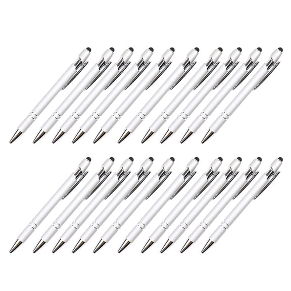20Pcs Retractable Metal Ballpoint Pen with Touching Screen Tip Pen Metal Pen Clip 1.0MM Tip Write Smoohtly for Office