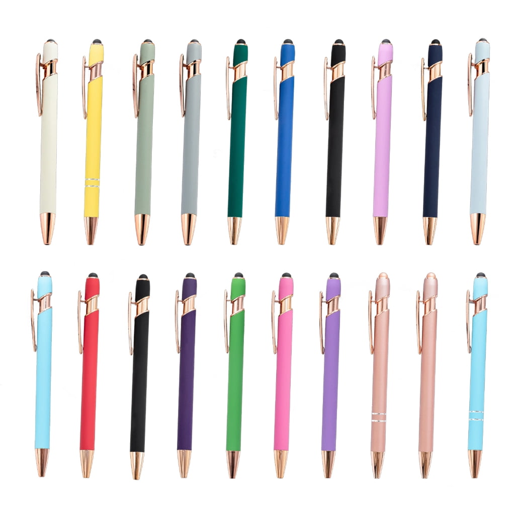 20Pcs Retractable Metal Ballpoint Pen with Touching Screen Tip Pen ...