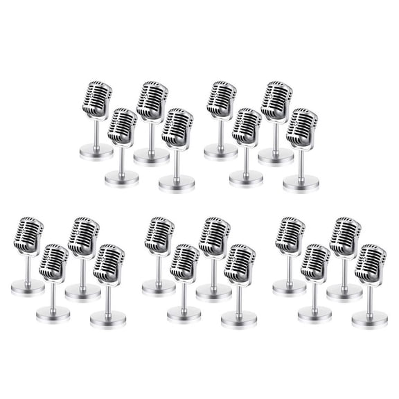 20Pcs Retro Microphone Props Model Vintage Microphone Antique Microphone Toy Microphone Stage Table Decor,Silver