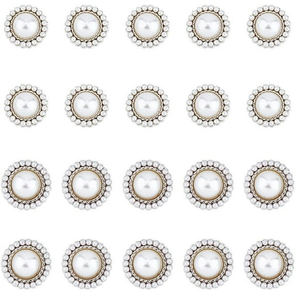 20Pcs Rhinestone Faux Pearl Buttons 2 Styles 1-Hole Sew on Buttons Round Rhinestone Buttons for Sewing Crafts Jacket Coat Hole: 2-2.4mm