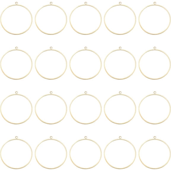 20Pcs Ring Circle Shape Charm Open Back Bezel Charm Hollow Resin Frames with Loop Pressed Flower Resin Mold Photo Locket Pendant for DIY Crafts Jewelry Making Hole: 1.6mm DIY