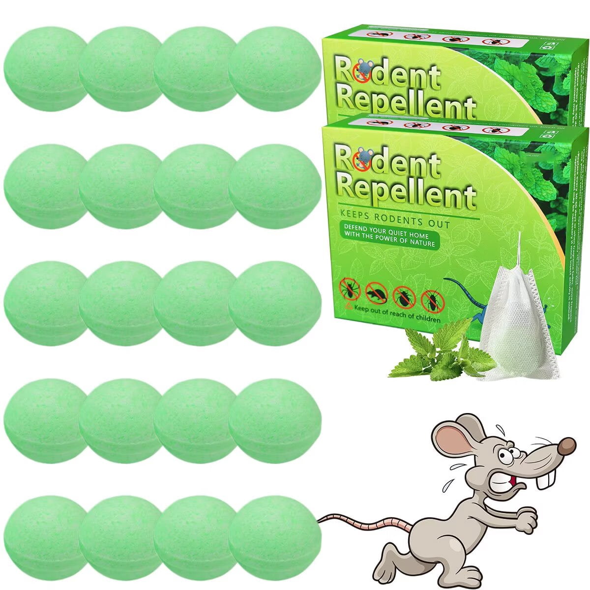 20Pcs Rodent Mice Repellent, Peppermint Oil Mouse Repellent Balls for Rats Mouse Deterrent, Keep Rat Mice Mouse Rodent Out of Indoor House Outdoor Car Engines RV Garage, Safe for Humans & Pets