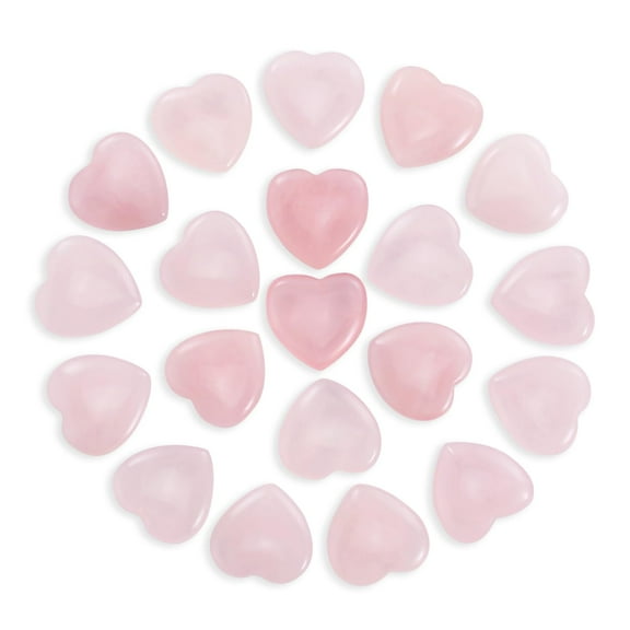 20Pcs Rose Quartz Heart Crystals 0.78inch Natural Crystal Polished Healing Cute Reiki Energy Balancing Meditation Valentine's Day Gift for Women and Girls