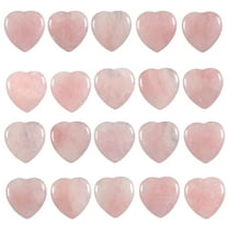 20Pcs Rose Quartz Heart Valentine Healing Crystals Stones Love Shaped Polished Crystal Natural Cute Pocket Thumb Reiki Balancing Meditation Tiny Hearts, Valentine's Day Gifts for Women Girls