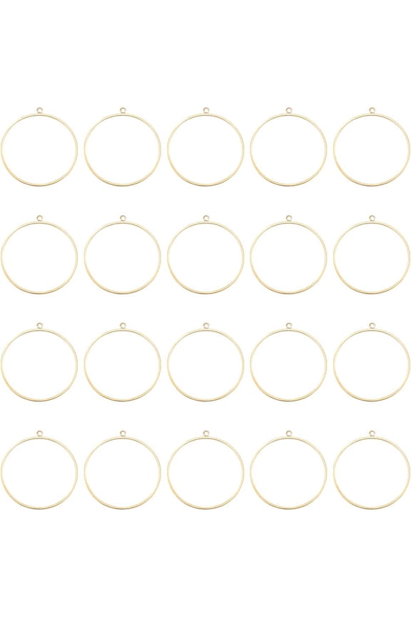 20Pcs Round Frame Pendants 35mm Open Back Bezel Charm Open Back Frame with 1 Loop Hollow Resin Frames Flower Resin Mold oto Locket Pendant for DIY Crafts Jewelry Making Hole: 1.6mm