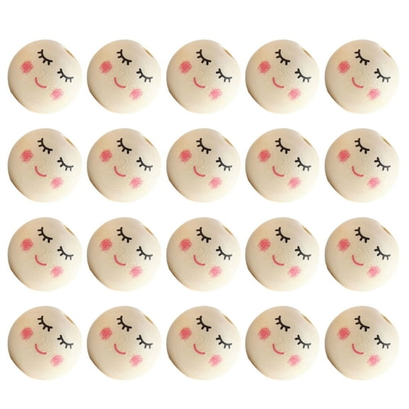 20Pcs Round Hole Wood Smiles Face Beads Sets for DIY Decorations Smiles Wooden Beads Natural Wooden Beads for Crafting