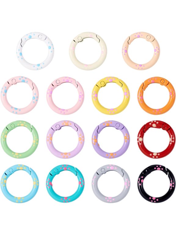 20Pcs Round Keychain Rings Alloy Spring Gate Rings Clasps Clips Small Keyrings Carabiner Buckles for Handbag Bag Purse Strap Keychain Making Findings