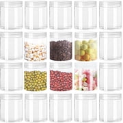 20Pcs Round Refillable Plastic Jars with Lids,4oz Clear Cosmetic Container Jars,Wide-mouth Storage Containers,Plastic Slime Jars for Dry Food Seasoning Honey Cosmetics Lotions Butters Slime Storage