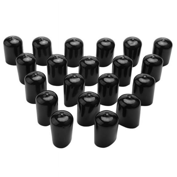 20Pcs Rubber End Caps 19Mm ID PVC Round Tube Bolt Cap Cover Screw Thread Protectors Black