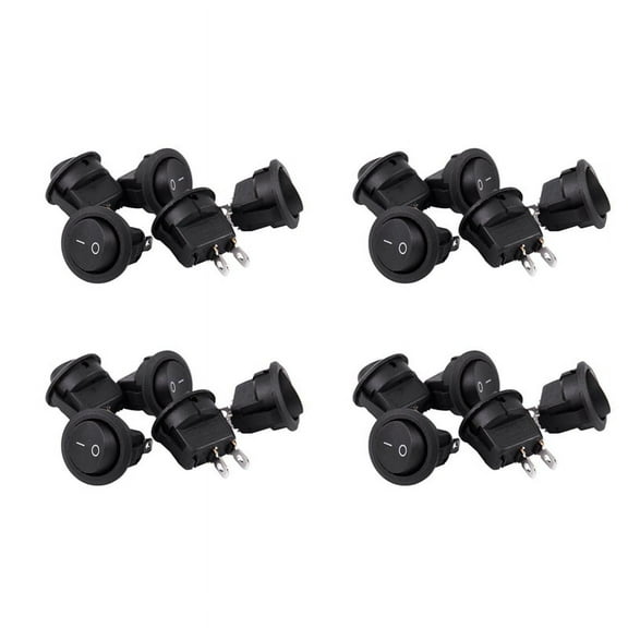 20Pcs SPST Black Button On/ Round Rocker Switch AC 6A/250V 10A/125V