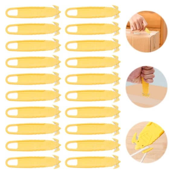 20Pcs Safety Box Cutter Safety Cutter Knife Box Cutter Stainless Steel Concealed Blade Package Opener with Tape Splitter for Cartons Cardboard Wrap Straps Film