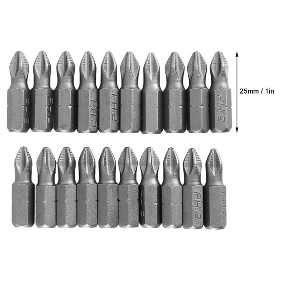 20Pcs Screwdriver Bit Set S-2 Alloy Steel Cross Magnetic Drill Bits Hex Shank 2 x 25mm