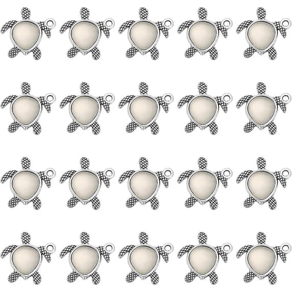 20Pcs Sea Glass Turtle Charm Resin Tortoise Pendants Sea Turtle Charms with Alloy Findings for DIY Necklace Bracelet