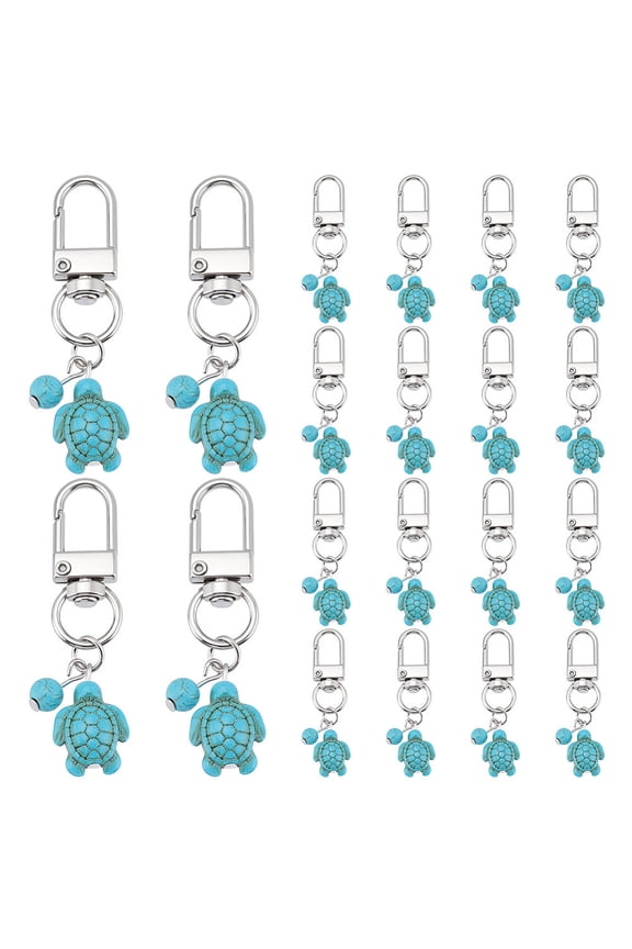 20Pcs Sea Turtle Turquoise Pendant Decration with Alloy Swivel Clasps 58mm