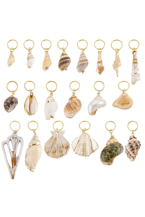 20Pcs Seashell Conch Dreadlock Rings Charms Hair Jewelry Set DIY Locs Hair Decorative Accessories Beach Shell Pendant Charms