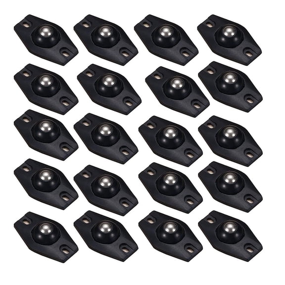 20Pcs Self Adhesive Caster Wheels, Mini Swivel 360 Degree Rotation Sticky Pulley Wheels for Projects with Ball Bearings, Roller Casters for Furniture Storage Box Trash, 1.1"×1.8",Black