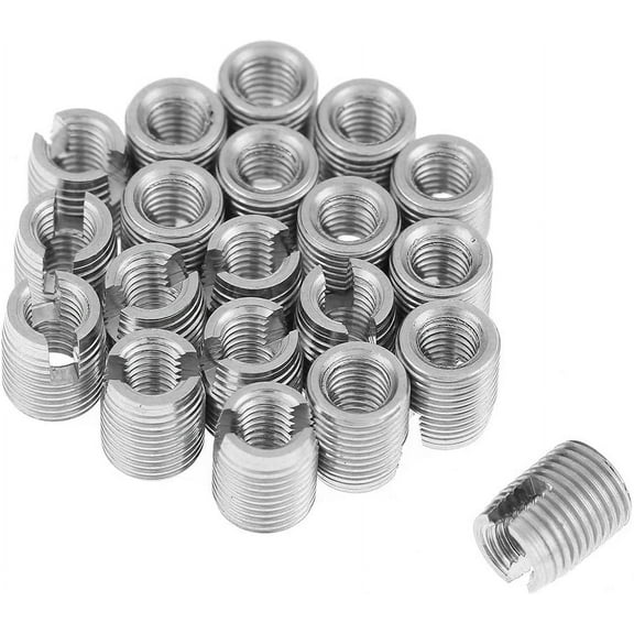 20Pcs Self Tapping Threaded Insert, M3 X 6Mm Self Tapping Slotted Screw Thread Insert Nut For Helical Repair