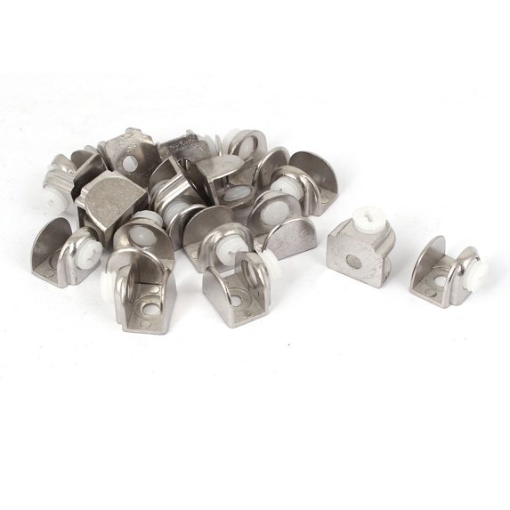 20Pcs Semi-circular Metal Glass Shelf Clamp Bracket Holder for 3-8mm Thickness