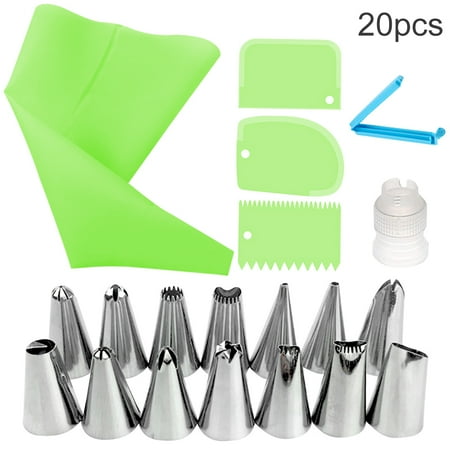 20Pcs/Set Piping-Nozzles DIYOO Pastry Bag Kit Cake Decorating Tools DIY Icing Piping Cream Reusable Kitchen Accessories Green