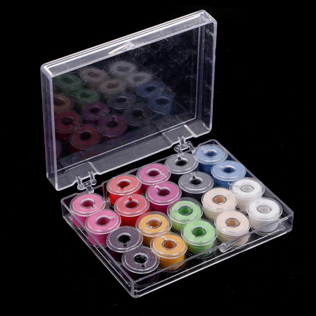 20Pcs Sewing Machine Bobbins Spools Threads with Empty Organizer Box ...