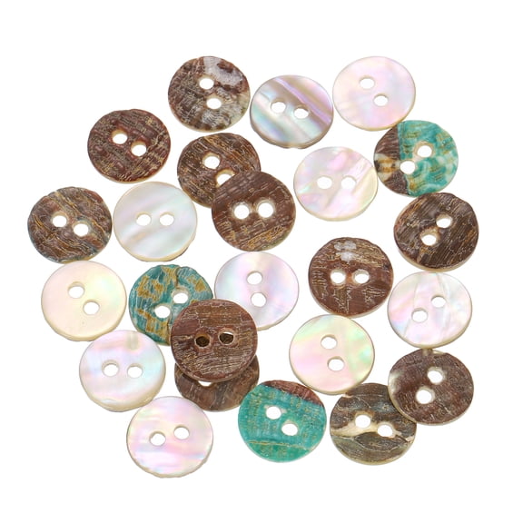 Uxcell 25Pcs Shell Buttons, Mother of Pearl Button 10mm Sewing Buttons,Beige/Brown