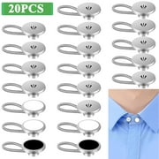 20Pcs Shirt Collar Button Extender, Unisex Invisible Neck Collar Expander for Dress Suits Trouser Coat Waistband 1 Inch Silver, Black, White