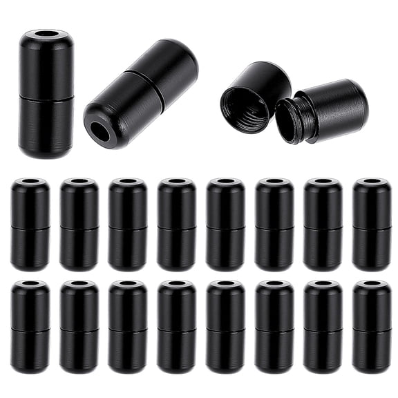 20Pcs Shoelace Lock Buckles Aluminum Shoelaces lock Accessories Lazy Laces Capsule Buckle for Sneakers Casual Shoes Boots Black 18x8mm Hole: 5mm