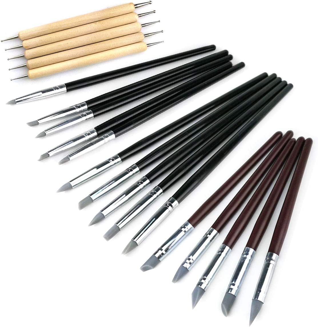 20Pcs Silicone Clay Sculpting Tool Shaping Modeling Wipe Out Tools, Dotting Pottery Sculpture Carving Tools
