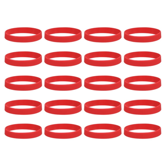 20Pcs Silicone Rubber Bands Non-slip 4 Inch Flat for Books, Red