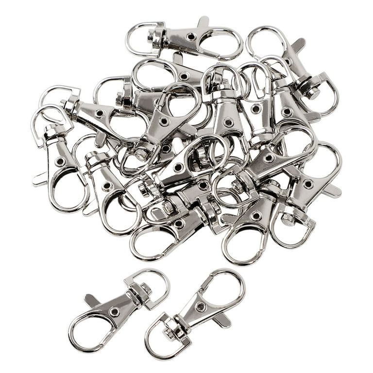 20pcs Metal Silver Keyring Lobster Claw D Ring Keychain Hooks For