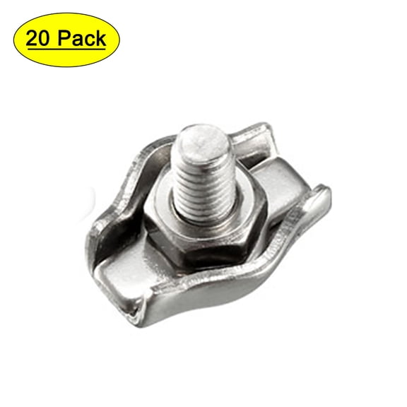 20Pcs, Single Wire Rope Clip Cable Clamp Suit for 0.8-1.5mm Rope