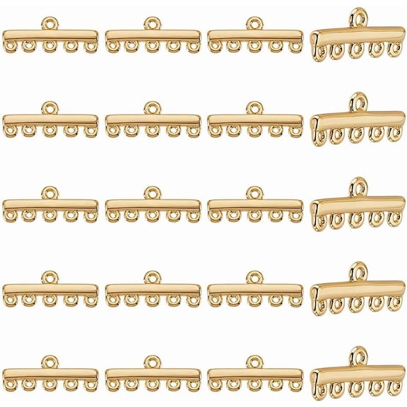 20Pcs Slide Clasp Lock 14K Gold Plated Brass Necklace Layering Clasps 5-Layer Clasp Chandelier Components Links for Multilayer Necklace Dangle Earring Jewellery Making