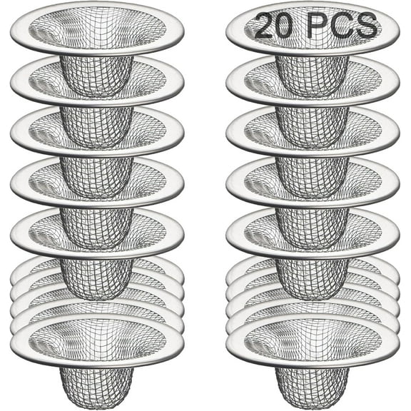 20Pcs Small Drain Mesh Basket, 2.125'' Bathroom Sink Drain Strainer Screen Mesh Sink Strainer Hair Catcher Drain Filter Cover for Bathtub Lavatory RV Laundry Shower Floor Utility Sink Drain